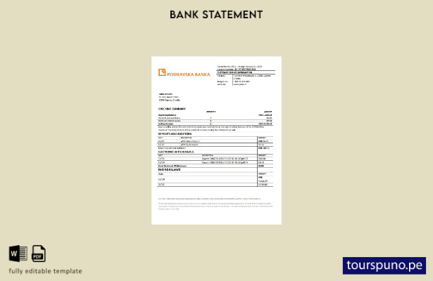 listo para imprimir plantilla de word   extracto bancario de Croacia Podravska
